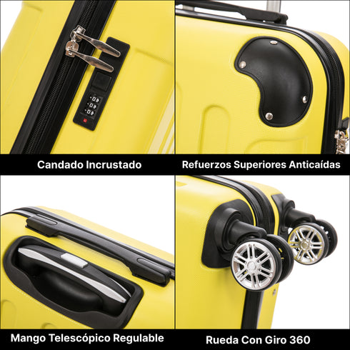 Raykong Maleta Cabina ABS 55x40x20cm (44L) Maxima aprovechamiento de espacio - 20 Pulgadas - Amarillo